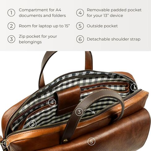 Time Resistance Leather Briefcase - Full Grain Leather Laptop Bag - Computer Bag - Business Bag in Saudi Arabia