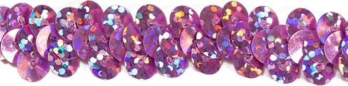 1-Row Starlight Hologram Sequin Stretch Trim, Versatile Sequins for Crafts, Durable Trim for Costumes, Fashion, and Home Decor, Pink, 1-Yard Cut in Saudi Arabia