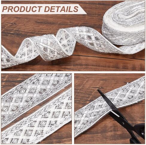 AHANDMAKER 10 Yards Embroidered Ribbon 1.6 inch Black Fabric Embroidered Trim Rhombus Pattern with Sequins Vintage Jacquard Woven Ribbon Embroidered Trim décor for Sewing in Saudi Arabia