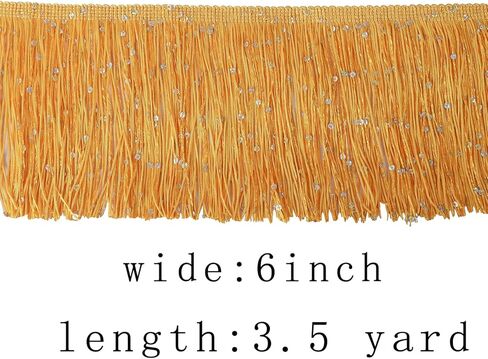 Fenghuangwu 3.5 ياردة من 6 بوصة ترتر هامشي زخرفة شرابة للملابس التنكرية DIY مرحلة الفستان اللاتيني (كريمي) in Kuwait