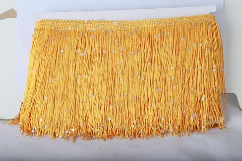 Fenghuangwu 3.5 ياردة من 6 بوصة ترتر هامشي زخرفة شرابة للملابس التنكرية DIY مرحلة الفستان اللاتيني (كريمي) in Kuwait