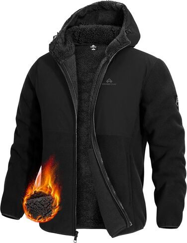 Pioneer Camp Men's Polar Fleece Jacket Sherpa Lined Warm Full Zip Up Hoodie Heavyweight Winter Jacket with Hood Outerwear in Kuwait