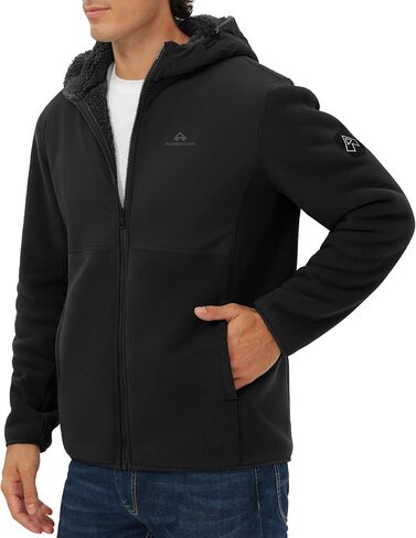 Pioneer Camp Men's Polar Fleece Jacket Sherpa Lined Warm Full Zip Up Hoodie Heavyweight Winter Jacket with Hood Outerwear in Kuwait