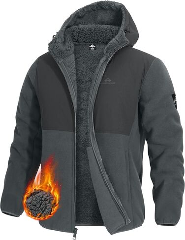 Pioneer Camp Men's Polar Fleece Jacket Sherpa Lined Warm Full Zip Up Hoodie Heavyweight Winter Jacket with Hood Outerwear in Kuwait