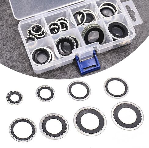 Pack-30 Car Air Conditioning Compressor Repair Gasket Combination Set, 6 Specifications of High Temperature Resistant Cooling Pump Seals, with Storage Box, Universal for Most Cars (Black) in Kuwait
