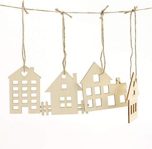 MACTING 30pcs Unfinished Wood Christmas Ornaments with Holes, Christmas Hanging Decorations for Kid's DIY Gift Craft Xmas Tree, 6 Shapes-Angel, Deer, Ball, Doll, Snowman, Tree in Saudi Arabia