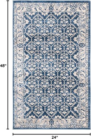 SAFAVIEH Brentwood Collection Area Rug - 3' Round, Light Grey & Blue, Oriental Distressed Design, Non-Shedding & Easy Care, Ideal for High Traffic Areas in Living Room, Bedroom (BNT869G) in Saudi Arabia