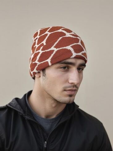 Camo Beanie Hat for Men Women Giraffe Cow Print Leopard Cheetah Print Gifts Knit Hat Funny Animal Themed Stuff Lover Gifts in Saudi Arabia