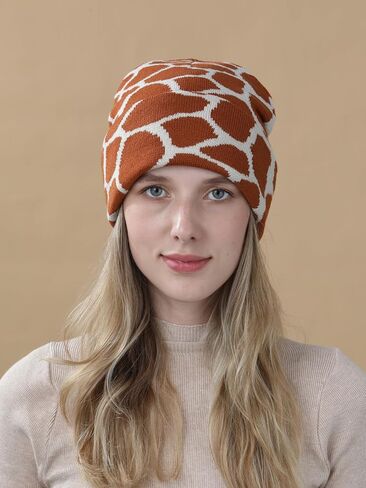 Camo Beanie Hat for Men Women Giraffe Cow Print Leopard Cheetah Print Gifts Knit Hat Funny Animal Themed Stuff Lover Gifts in Saudi Arabia