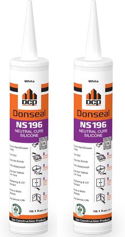 مانع تسرب السيليكون DCP Donseal NS196 - أنبوب سيليكون 100٪ لجميع الظروف - مقاوم للماء للحمام والمطبخ والدش والخارج - سيليكون لحوض الاستحمام والنافذة - 10.1 أونصة سائلة. - أبيض in Kuwait