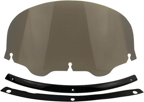 10.5inch Smoke Windshield + Gloss Black Windshield Trim Windscreen Compatible for 1996-2013 Harley Davidson Touring Street Glide Electra Glide in Saudi Arabia