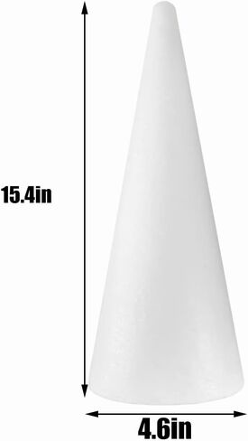 FFchuanhe 4-Pack Craft Foam Cones (4.6X15.4in)، رغوة البوليسترين على شكل مخروط، مخاريط شجرة الرغوة، للفنون والحرف اليدوية، عيد الميلاد، المدرسة، الزفاف، عيد الميلاد، مشروع الحرف المنزلية DIY. أبيض in Kuwait