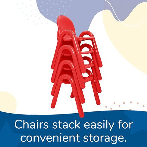 كرسي أطفال Angeles Baseline مقاس 13 بوصة، لون Candy Apple Red، عبوتان، حل جلوس مريح قابل للتكديس للفصول الدراسية والمدارس المنزلية in Kuwait