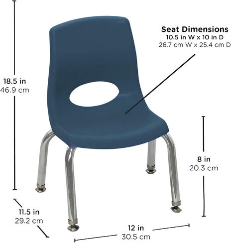 Angeles MyPosture Plus 14" Chair, Blue with Chrome Legs, 2 Pack, Stackable Ergonomic Seating Solution for Classrooms and Homeschools in Kuwait