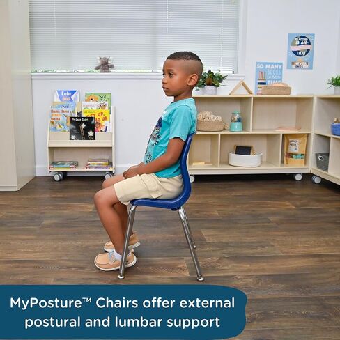 Angeles MyPosture Plus 14" Chair, Blue with Chrome Legs, 2 Pack, Stackable Ergonomic Seating Solution for Classrooms and Homeschools in Kuwait