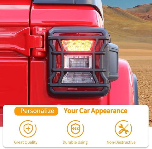 واقي غطاء الضوء الخلفي من Hoolcar متوافق مع Jeep Wrangler JL JLU 2018-2024، ملحقات خارجية، أسود، لمصباح LED in Saudi Arabia