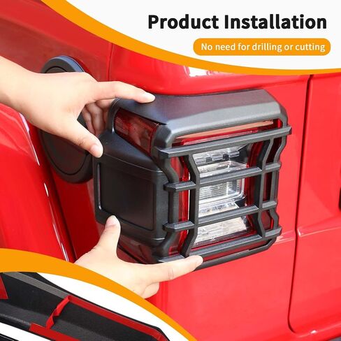 واقي غطاء الضوء الخلفي من Hoolcar متوافق مع Jeep Wrangler JL JLU 2018-2024، ملحقات خارجية، أسود، لمصباح LED in Saudi Arabia