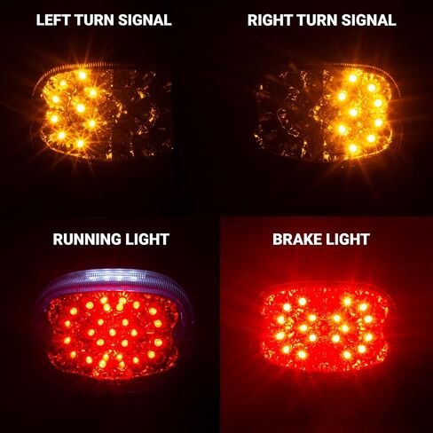 مجموعة مصابيح LED الخلفية 8900TL2-R من Eagle Lights مع إشارات انعطاف مدمجة للدراجات النارية Harley Davidson - أحمر in Saudi Arabia