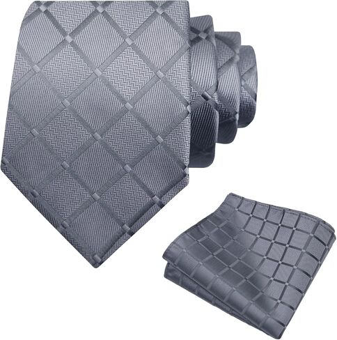 Ties for Men Plaid Tie and Pocket Square Combo, Men's Neck Ties & Handkerchief Sets for Suit Wedding Business Party in Saudi Arabia