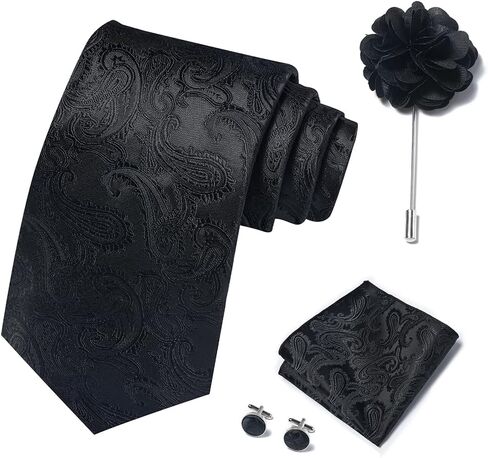 joy alice Ties Set Men Mixed Color Necktie Handkerchief Cufflinks Brooch 3.15 Formal in Saudi Arabia