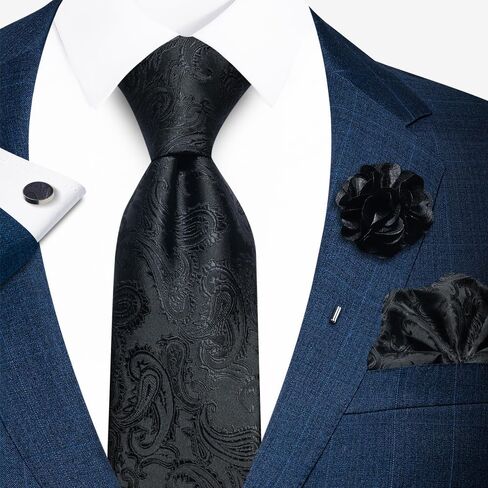 joy alice Ties Set Men Mixed Color Necktie Handkerchief Cufflinks Brooch 3.15 Formal in Saudi Arabia
