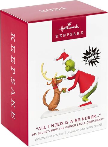 Hallmark Keepsake Grinch Christmas Ornament 2024, Dr. Seuss' How the Grinch Stole Christmas! "All I Need Is a Reindeer...", Christmas Movie Gifts in Saudi Arabia