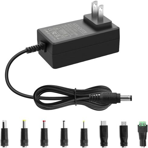 Arkare 15V 1A DC Power Supply Adapter 15W AC/DC Charger AC 100V-240V to DC 15 Volt 1Amp 1000mA 800mA 500mA 100mA Replacement Power Cord for Monitor Wireless Router Security Audio Video with 8TIPS in Kuwait