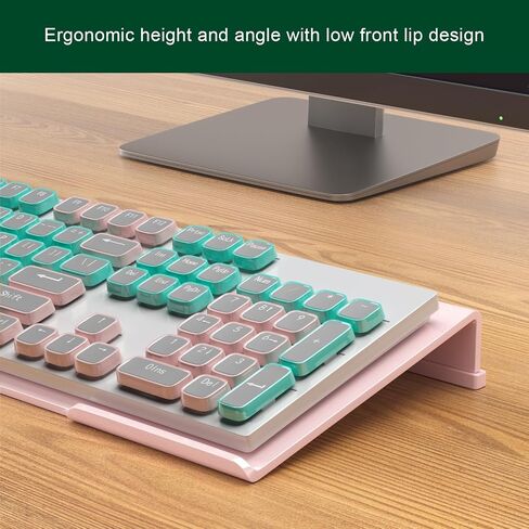 Computer Keyboard Stand Holder - Ergonomic Acrylic Keyboard Stand for Desktop Comfortable Keyboard Tray Riser with Silicone Anti-Slip Strip for Home School Office Desk Accessory, Lightpink in Saudi Arabia