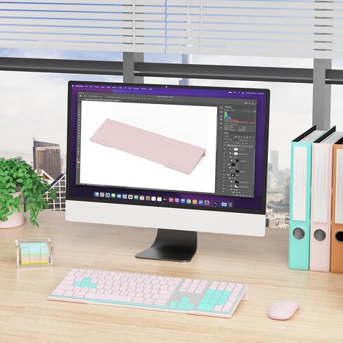 Computer Keyboard Stand Holder - Ergonomic Acrylic Keyboard Stand for Desktop Comfortable Keyboard Tray Riser with Silicone Anti-Slip Strip for Home School Office Desk Accessory, Lightpink in Saudi Arabia