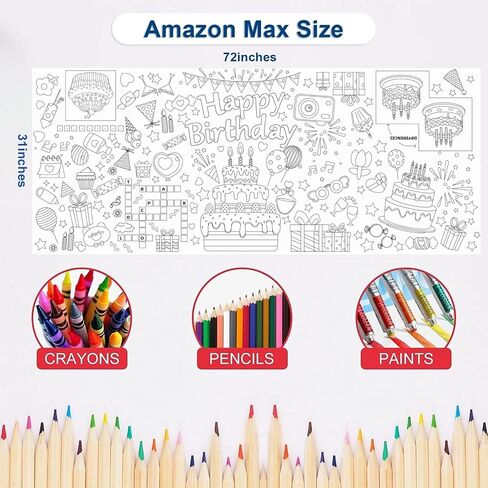 30 x 72 Inch Back to School Giant Coloring Poster Tablecloth,Back to School Supplies for Kids Happy Birthday,4th of July,Halloween,Thanksgiving,Christmas for Boys Girls (Back to School) in Saudi Arabia