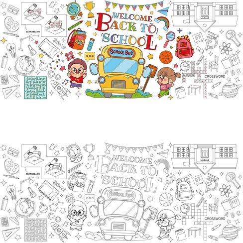 30 x 72 Inch Back to School Giant Coloring Poster Tablecloth,Back to School Supplies for Kids Happy Birthday,4th of July,Halloween,Thanksgiving,Christmas for Boys Girls (Back to School) in Saudi Arabia