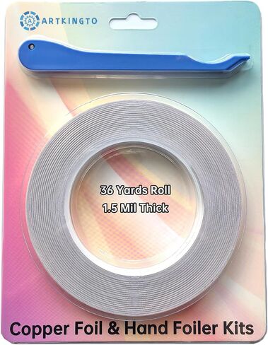 1/4 Inch Silver Backed Copper Foil for Stained Glass, 1.5 Mil Thick, 36 Yards 2 Rolls, with Copper Foil Hand Foiler in Saudi Arabia