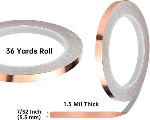 1/4 Inch Silver Backed Copper Foil for Stained Glass, 1.5 Mil Thick, 36 Yards 2 Rolls, with Copper Foil Hand Foiler in Saudi Arabia