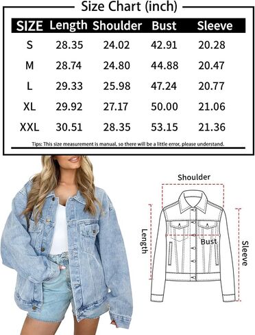 AUTOMET Womenss Jean Jacket Oversized Denim Long Sleeve Button Down Shirts Fall Fashion Trendy Tops with Pockets 2024 in Saudi Arabia