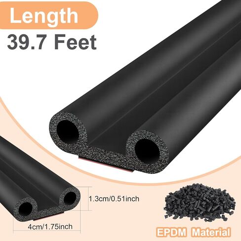 39.7FT Tailgate Seal, Adhesive Tonneau Cover Seal, Truck Bed Camper Shell Seal, Automotive Weather Stripping with Double Hole, Tailgate Seals for Pickups Trucks Campers Cars in Saudi Arabia