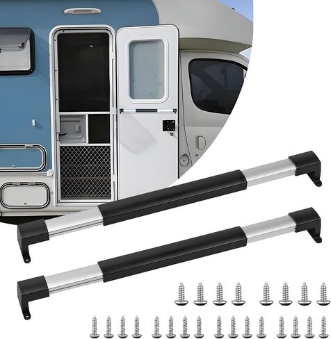 Donext RV Screen Door Handle, RV Door Handle Grab Bar for Motorhome Camper Trailer, Adjustable from 21-5/8 Inch to 28-5/8 Inch, with Non-Slip Grip Easy to Use in Saudi Arabia