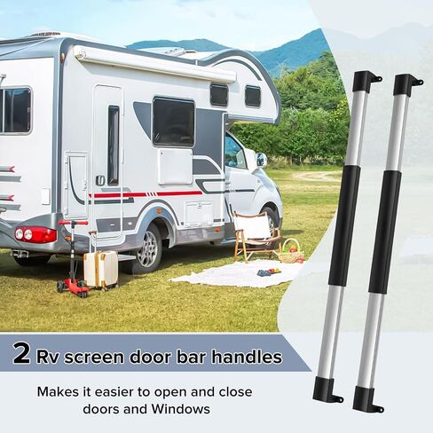 Donext RV Screen Door Handle, RV Door Handle Grab Bar for Motorhome Camper Trailer, Adjustable from 21-5/8 Inch to 28-5/8 Inch, with Non-Slip Grip Easy to Use in Saudi Arabia