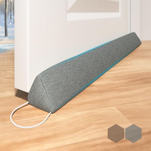 SYIPO Triangle Door Draft Stopper，35.4" Weighted Under Door Draft Blocker Bottom Door Seal Noise & Air，Interior Sound Proof Door Snake Draft Insulation Stopper | Warm in Winter & Cool in Summer，Brown in Saudi Arabia