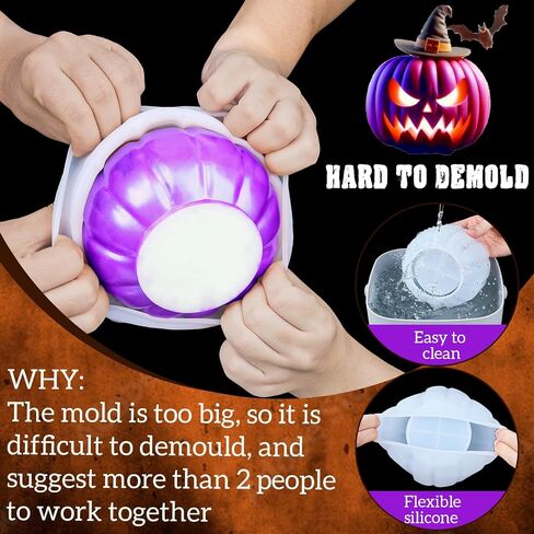 Pumpkin Jar Resin Mold with Lid 5 Inch Large Storage Box Halloween Epoxy Resin Casting Molds for DIY Jewelry Trinket Container Candy Jar Candle Holder Gypsum Concrete Cement Mould Fall Christmas Decor in Saudi Arabia