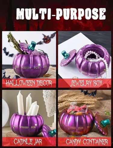 Pumpkin Jar Resin Mold with Lid 5 Inch Large Storage Box Halloween Epoxy Resin Casting Molds for DIY Jewelry Trinket Container Candy Jar Candle Holder Gypsum Concrete Cement Mould Fall Christmas Decor in Saudi Arabia