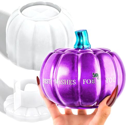 Pumpkin Jar Resin Mold with Lid 5 Inch Large Storage Box Halloween Epoxy Resin Casting Molds for DIY Jewelry Trinket Container Candy Jar Candle Holder Gypsum Concrete Cement Mould Fall Christmas Decor in Saudi Arabia