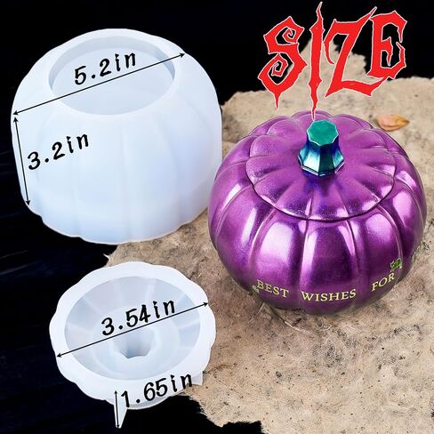 Pumpkin Jar Resin Mold with Lid 5 Inch Large Storage Box Halloween Epoxy Resin Casting Molds for DIY Jewelry Trinket Container Candy Jar Candle Holder Gypsum Concrete Cement Mould Fall Christmas Decor in Saudi Arabia