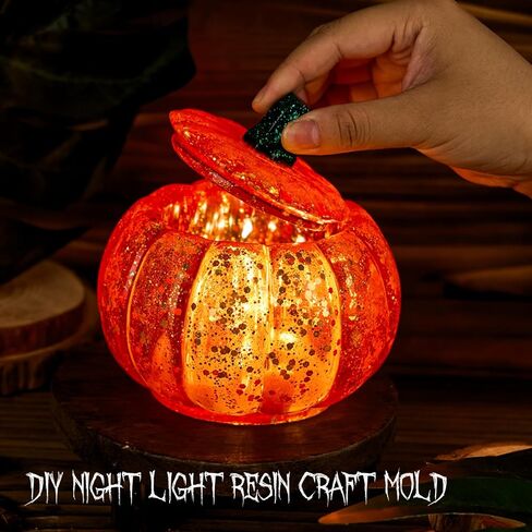 Pumpkin Jar Resin Mold with Lid 5 Inch Large Storage Box Halloween Epoxy Resin Casting Molds for DIY Jewelry Trinket Container Candy Jar Candle Holder Gypsum Concrete Cement Mould Fall Christmas Decor in Saudi Arabia