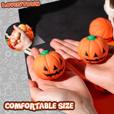 LovesTown 12 PCS Halloween Stress Balls, Pumpkin Squishies Fidget Toys Stress Relief Squeeze Toys Trick or Treat Goodie Bag Fillers Halloween Party Favors in Saudi Arabia