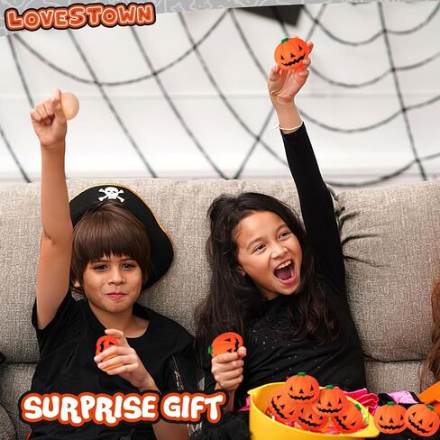 LovesTown 12 PCS Halloween Stress Balls, Pumpkin Squishies Fidget Toys Stress Relief Squeeze Toys Trick or Treat Goodie Bag Fillers Halloween Party Favors in Saudi Arabia