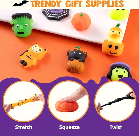 JOYIN 28 Pcs Halloween Mochi Squishy Toys, Halloween Toys for Halloween Party Favors, Halloween Sensory Stress Relief Toys Bulk, Trick or Treats Classroom Prizes Gifts Goodie Bag Fillers in Saudi Arabia