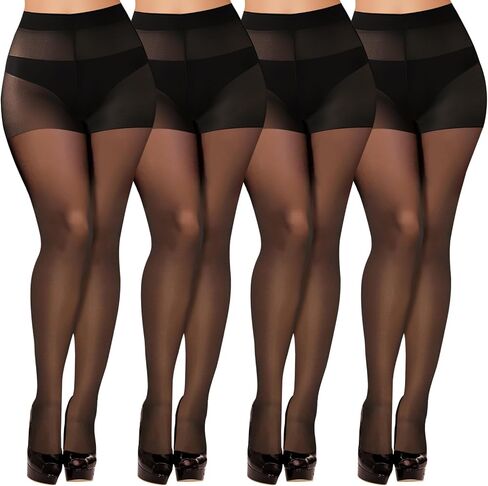 Buauty 4 Pack 20D Sheer Black Tights for Women,Breathable Pantyhose for Women, women's stockings with Reinforced Toe in Saudi Arabia