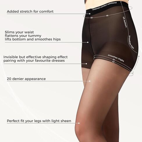 Buauty 4 Pack 20D Sheer Black Tights for Women,Breathable Pantyhose for Women, women's stockings with Reinforced Toe in Saudi Arabia