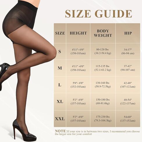 Buauty 4 Pack 20D Sheer Black Tights for Women,Breathable Pantyhose for Women, women's stockings with Reinforced Toe in Saudi Arabia