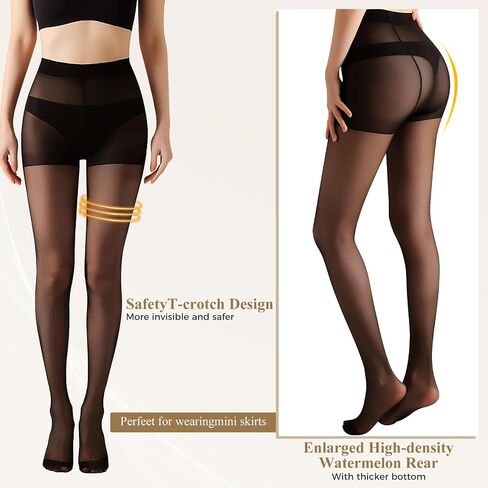 Buauty 4 Pack 20D Sheer Black Tights for Women,Breathable Pantyhose for Women, women's stockings with Reinforced Toe in Saudi Arabia